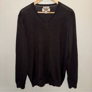 Joseph Abbound Extra Fine Merino Wool Men's Brown V-Neck Sweater Size Large